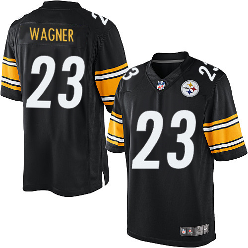 Men's Limited Mike Wagner Nike Jersey Black Home - #23 NFL Pittsburgh Steelers